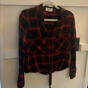 Bella Dahl Red and Black Plaid Button Down Shirt